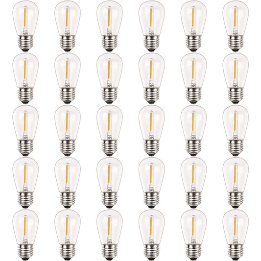 Newhouse Lighting Outdoor Weatherproof 1W S14 LED Replacement String Light Bulbs, Standard Base, 30-Pack