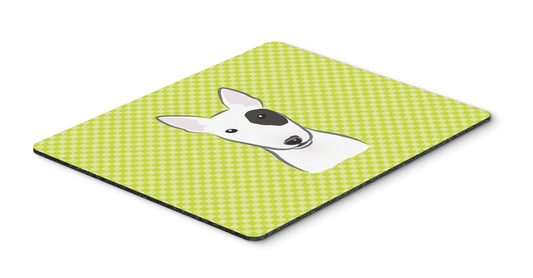 Caroline's Treasures BB1271MP Checkerboard Lime Green Bull Terrier Mouse Pad, Hot Pad or Trivet for Home Office Gaming Working Computers Laptop Mouse