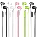 LWZCAM Earbuds Earphones with Microphone, 5 Pack Wired Heavy Bass Headphones, Earphone with Noise Isolating, Fits 3.5mm Interface for iPad, Desktop