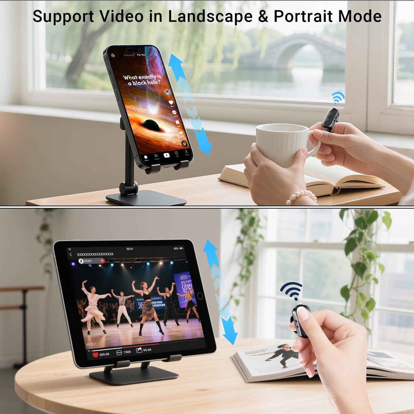 Scrolling Ring Remote for TikTok YouTube IG Shorts Video Landscape Portrait, Fingertip Wireless Scroller Page Turner Clicker for Kindle APP Compatible