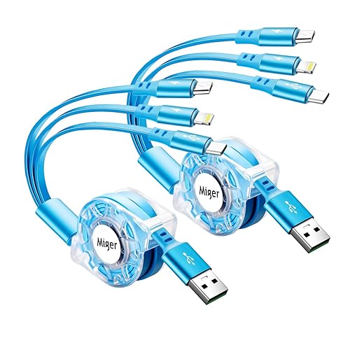 USB C Multi Fast Charging Cable 4A [2Pack/4Ft] Retractable Multi Charger USB A to Type C/Lightning/Micro USB Ports 3 in 1 USB Cable for Samsung