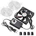 Wathai 120mm x 25mm AC Powered Computer Fan with AC Plug 110V 120V 220V 240V Variable Speed Controller 3V to 12V, for Biltong Box Greenhouse Receiver