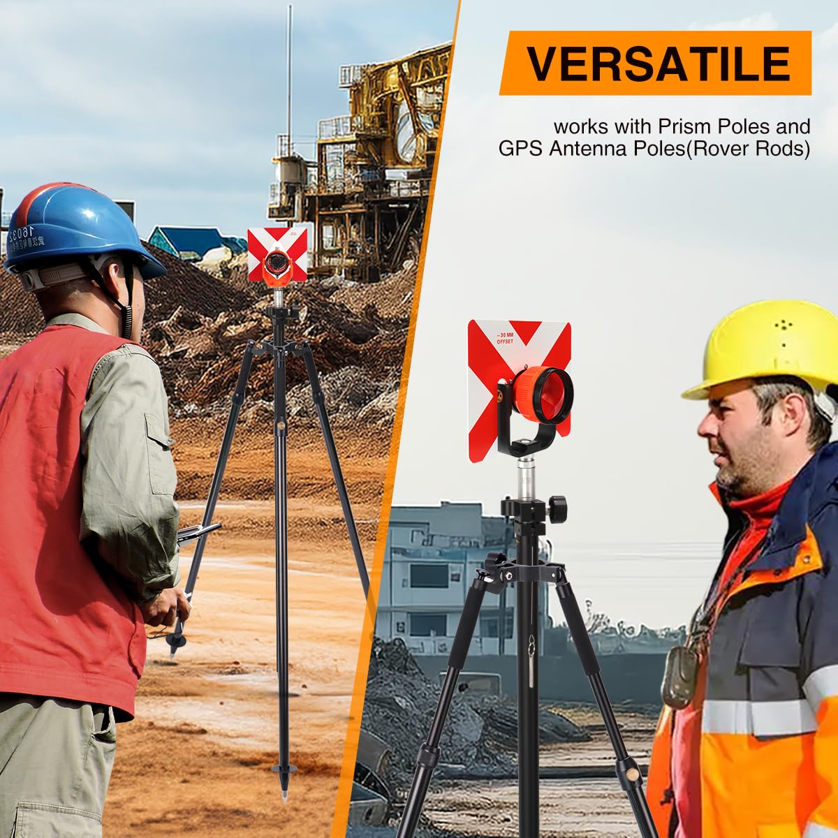 Mountlaser Carbon Fiber Tripod with Thumb Release for Surveying Poles, Fits 1 to 1.25-inch and 1.5-inch Poles, Extends Up to 6 Feet, Collapses to 3.5