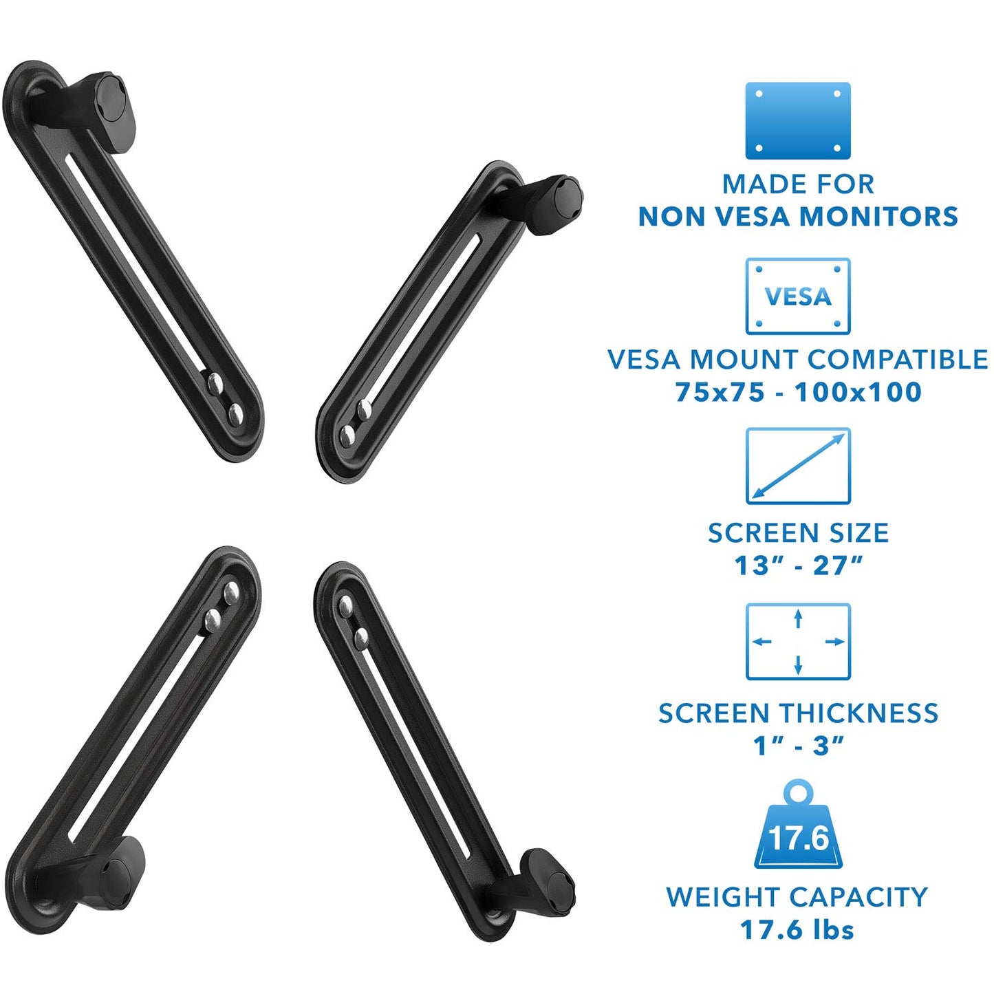 Mount-It! Non-VESA Monitor Mount Adapter Kit - Universal VESA Mount Adapter for 13-27 Inch LCD LED Screens, Converts to 75x75 & 100x100, Heavy Duty
