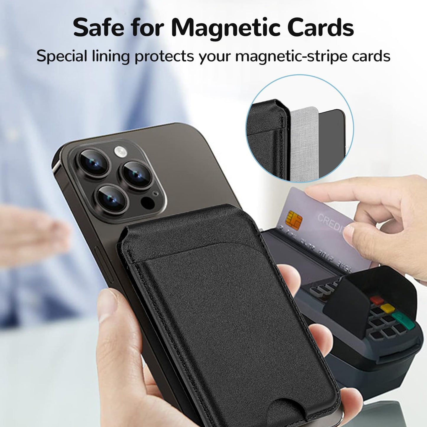 2 in 1 Magnetic Wallet Stand,Compatible with MagSafe Wallet,for iPhone Wallet with Adjustable Stand,Leather Magnetic Card Holder for iPhone