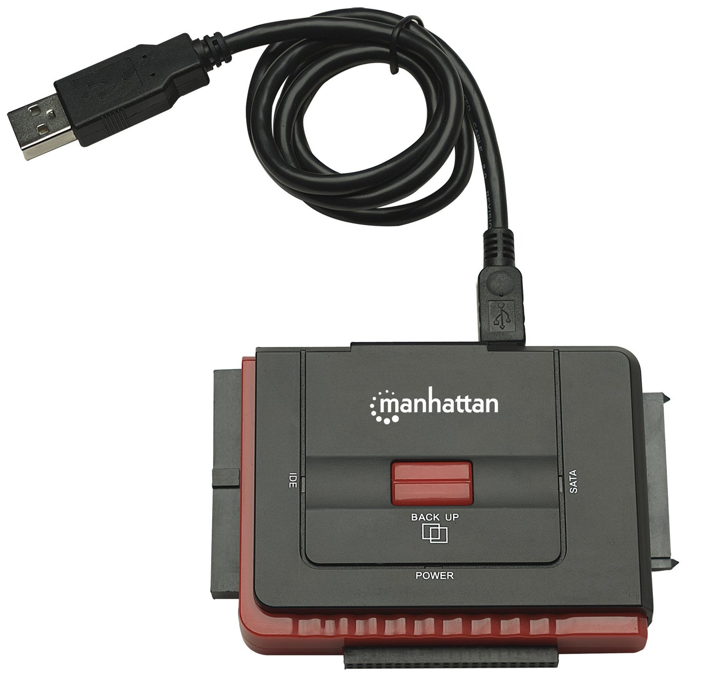 Manhattan SATA / IDE to USB 2.0 Hard Drive Adapter Cable - with One-Touch Storage Backup - External Converter for SSD / HDD Data Transfer, Supports