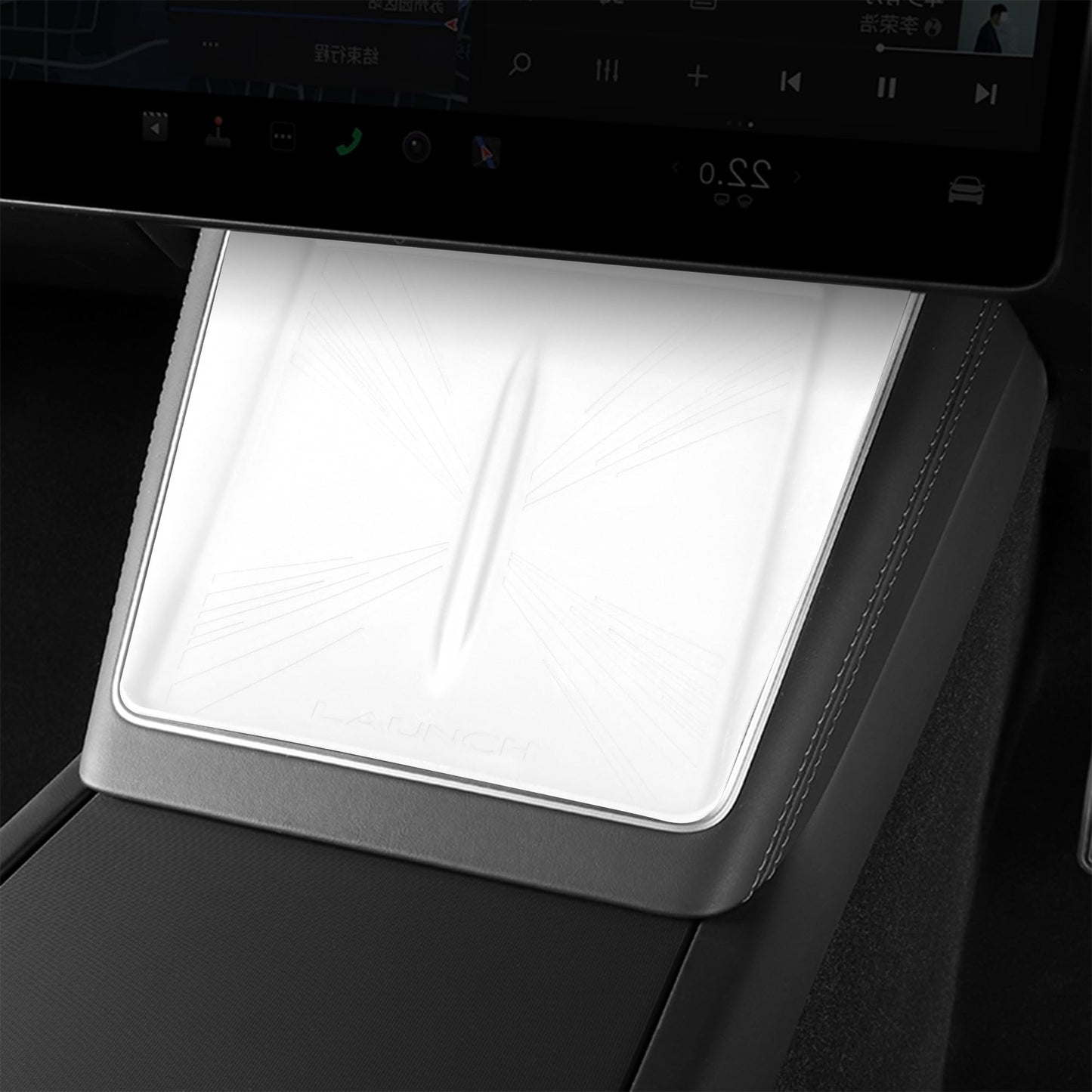 frani Center Console Silicone Mat Designed for Tesla Model Y Juniper Refresh,Non-Slip Design Tesla Model Y Accessories 2025 2026 White