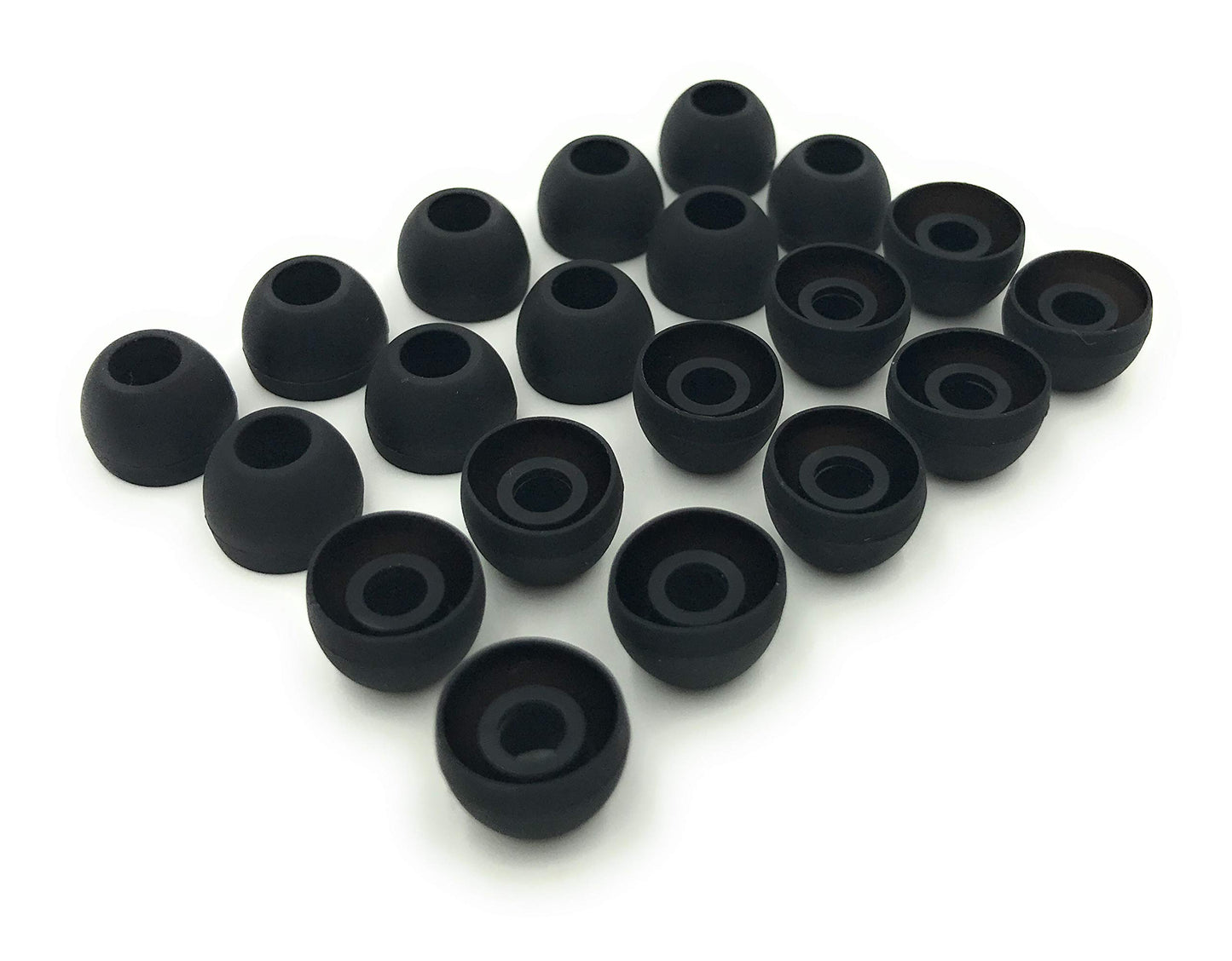 Earbudz 10 Pairs Medium Earbud Tips Silicone Replacement Ear Bud Tips - Black