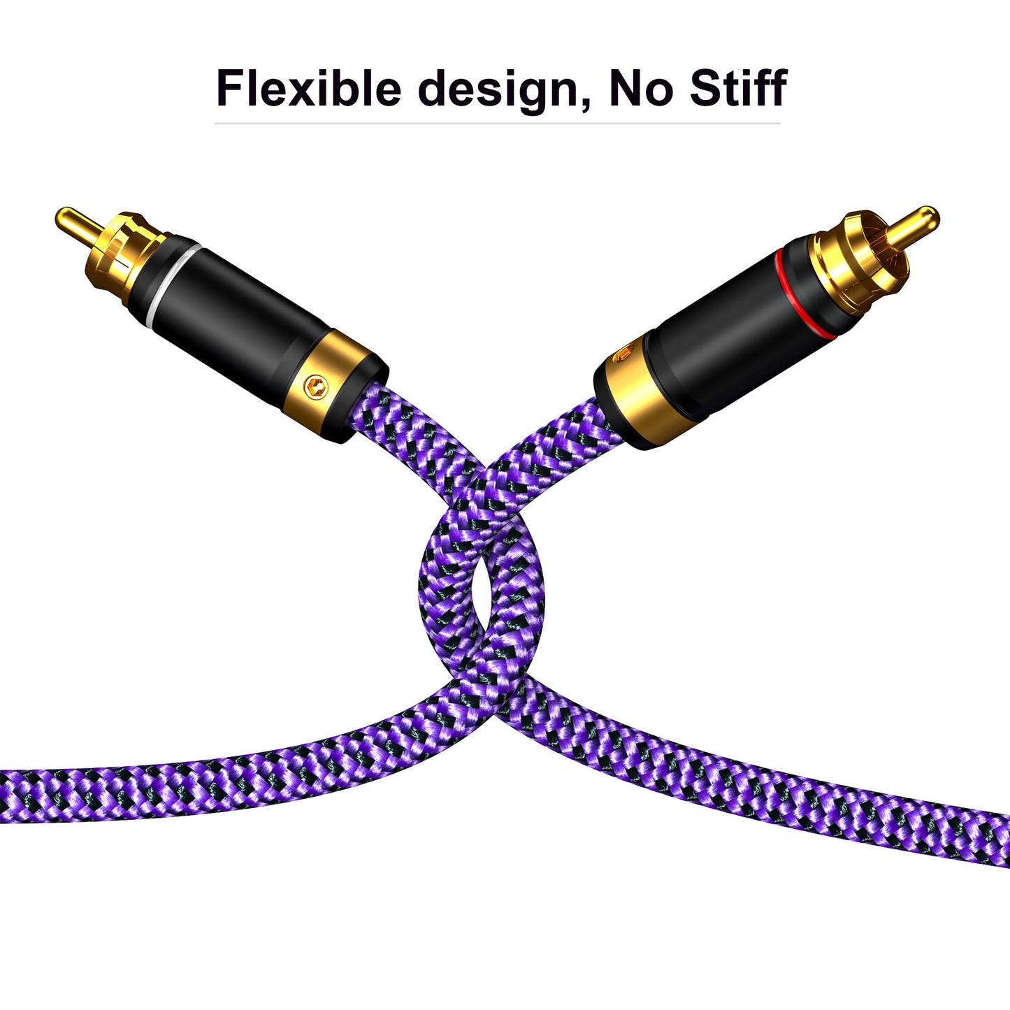 Veimeitk 2 RCA to 2 RCA Audio Cable Heavy Duty 24K Gold-Plated Pure Copper Shell Oxygen-Free Copper for Home Theater HDTV Amplifiers Hi-Fi Systems