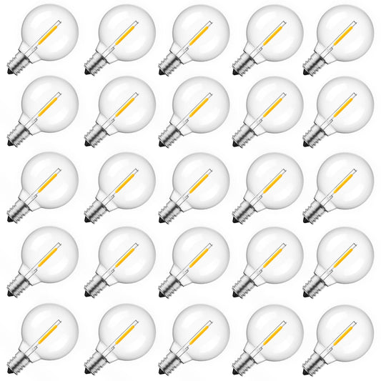 G40 Led Replacement Light Bulbs 1W Shatterproof Globe Bulb fits E12 Candelabra Screw Base, 1.5 Inch Dimmable Light Bulbs for Indoor Outdoor String