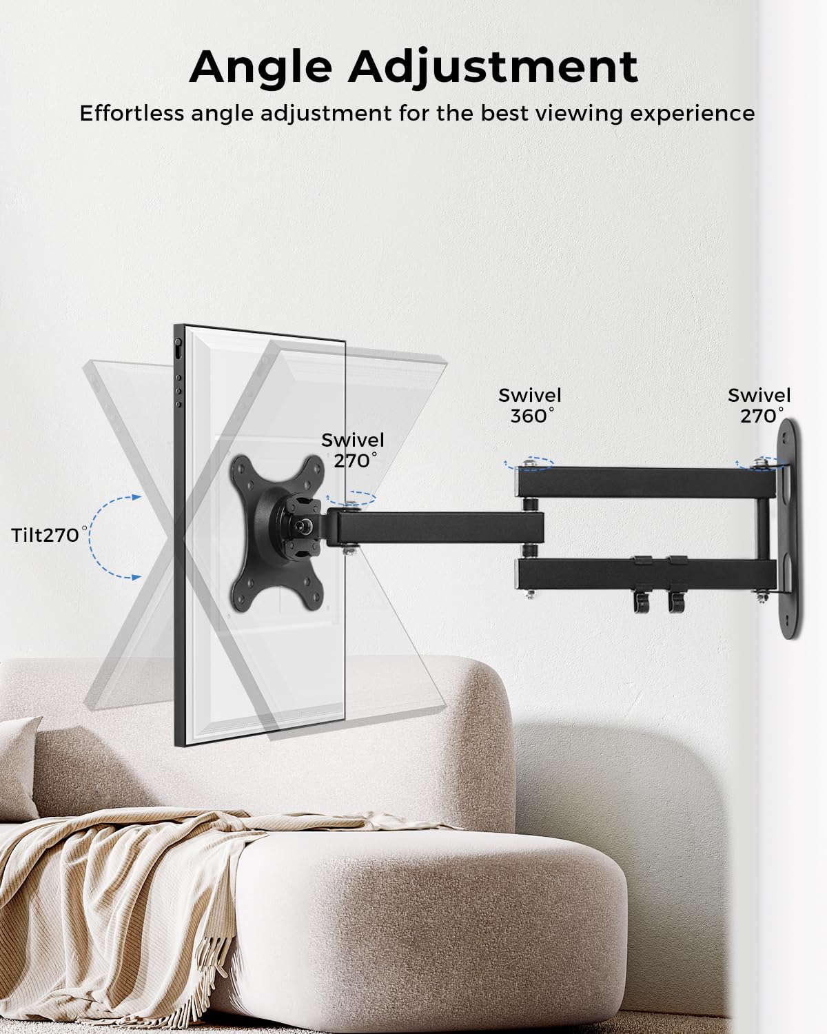 UBeesize Wall Mount for Echo Show 21 and Echo Show 15, Full-Motion Extendable 360° Swivel & 270° Tilt Bracket for Alexa Show 21 &15 - Heavy-Duty, Easy
