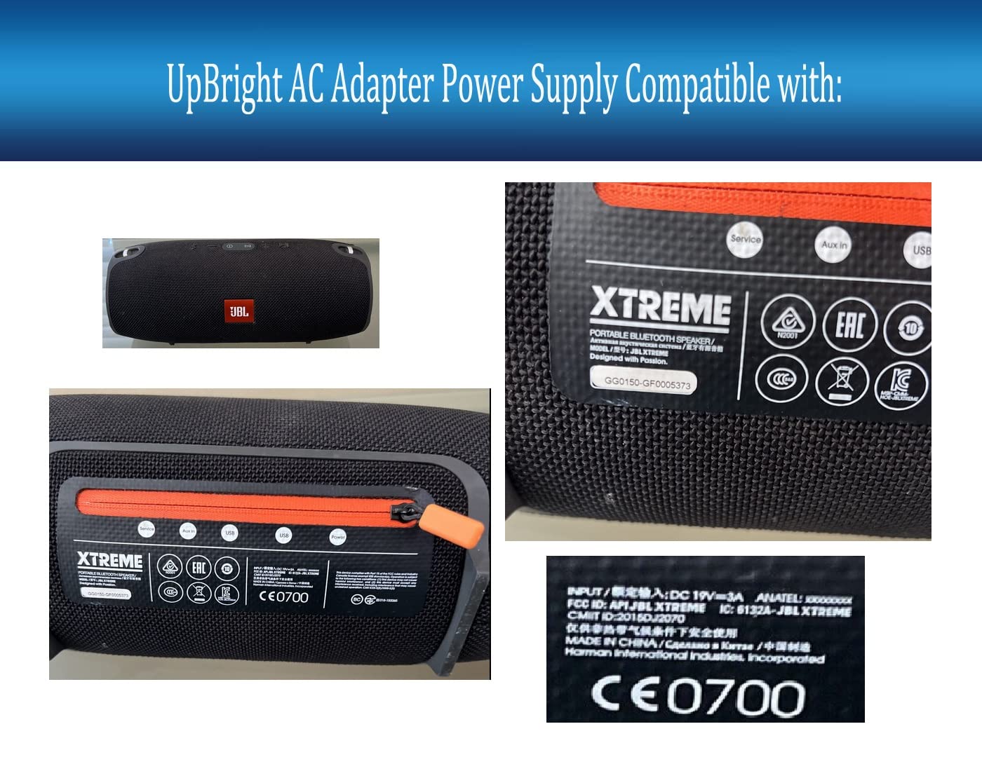 UpBright 19V 3A AC/DC Adapter Compatible with JBL Xtreme Portable Wireless Bluetooth Speaker JBLXTREME JBLXTREMEBLKUS Link 300 Link300 Voice…