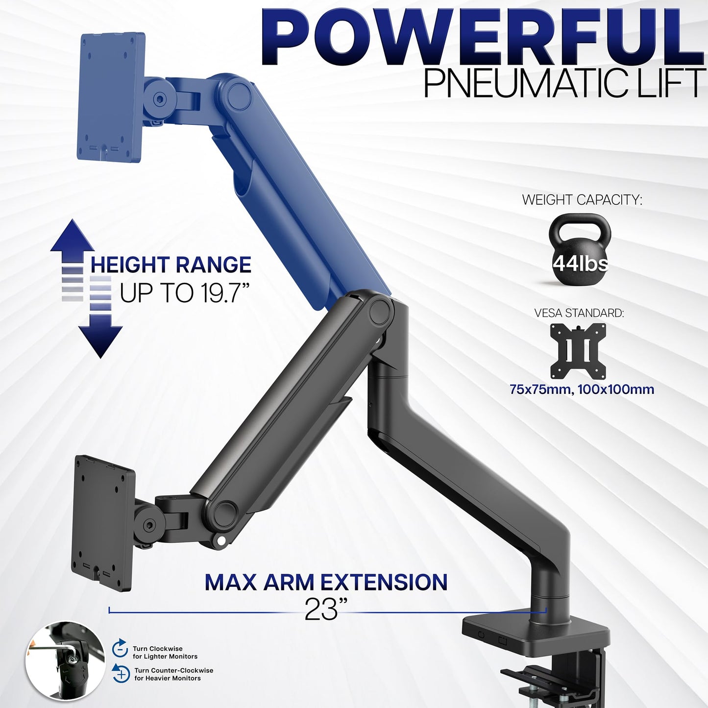 VIVO Heavy Duty Aluminum Ultrawide Monitor Tension Arm for up to 49 inch Screens, Holds 44 lbs, Premium Desk Mount Stand Designed for Samsung Odyssey