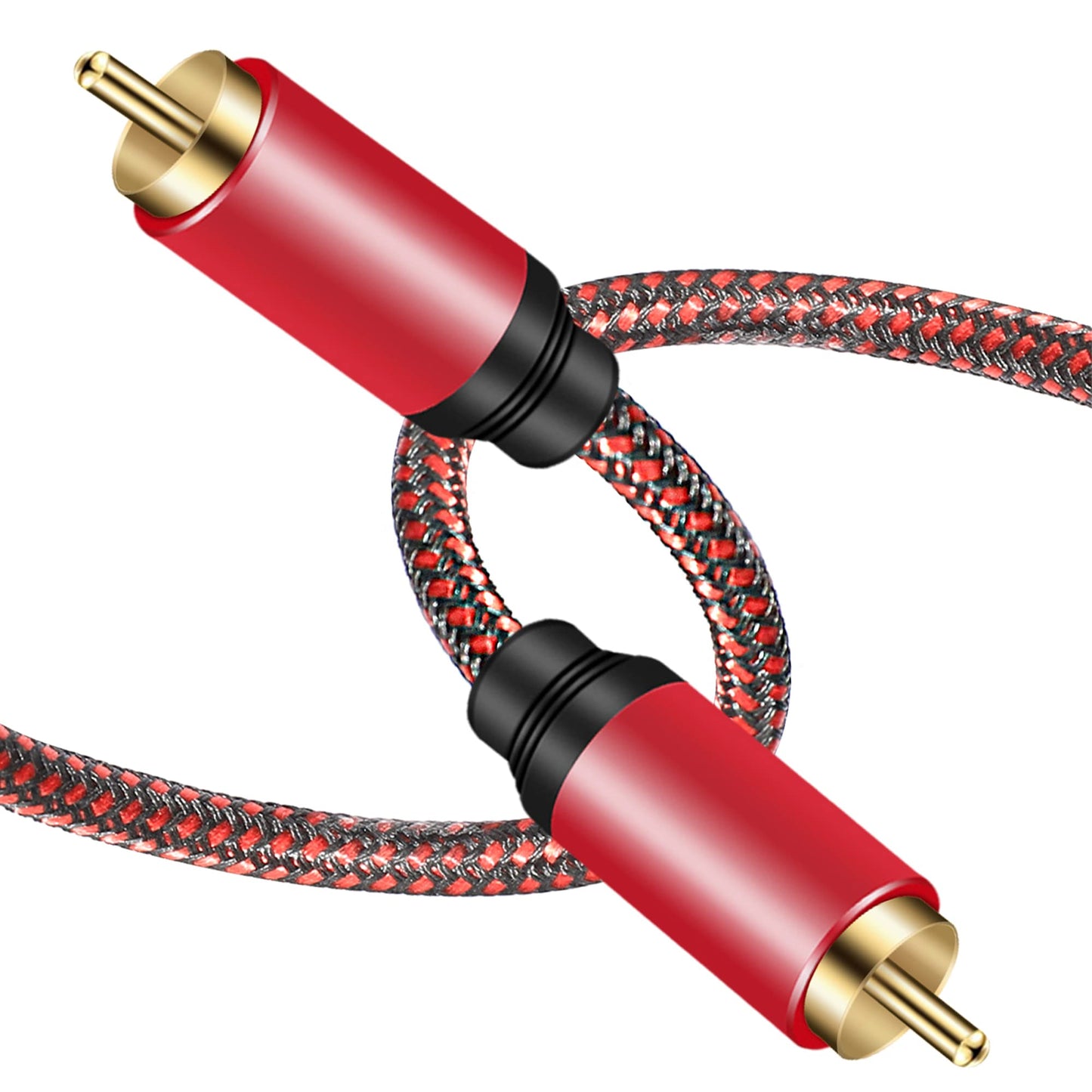 Tiierzon Digital Coaxial Audio Cable 25ft,1RCA Male to 1RCA Male Subwoofer Cable Nylon Braided RCA Video Cable for Subwoofer, Home Theater, HDTV