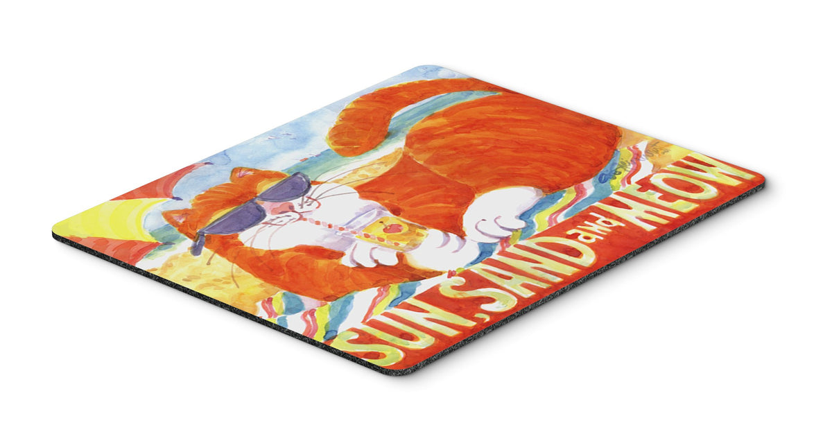Caroline's Treasures 6050MP Orange Tabby at The Beach Mouse pad, hot pad, or Trivet, Large, Multicolor