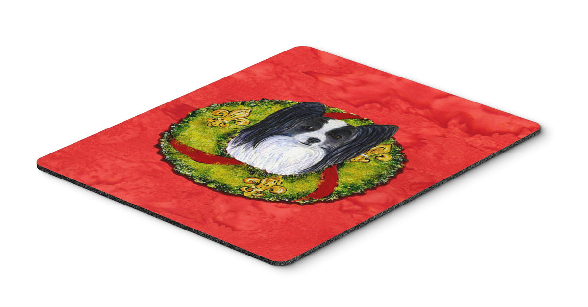 Caroline's Treasures SS4192MP Papillon Cristmas Wreath Mouse Pad, Hot Pad or Trivet for Home Office Gaming Working Computers Laptop Mouse Mat,Washable