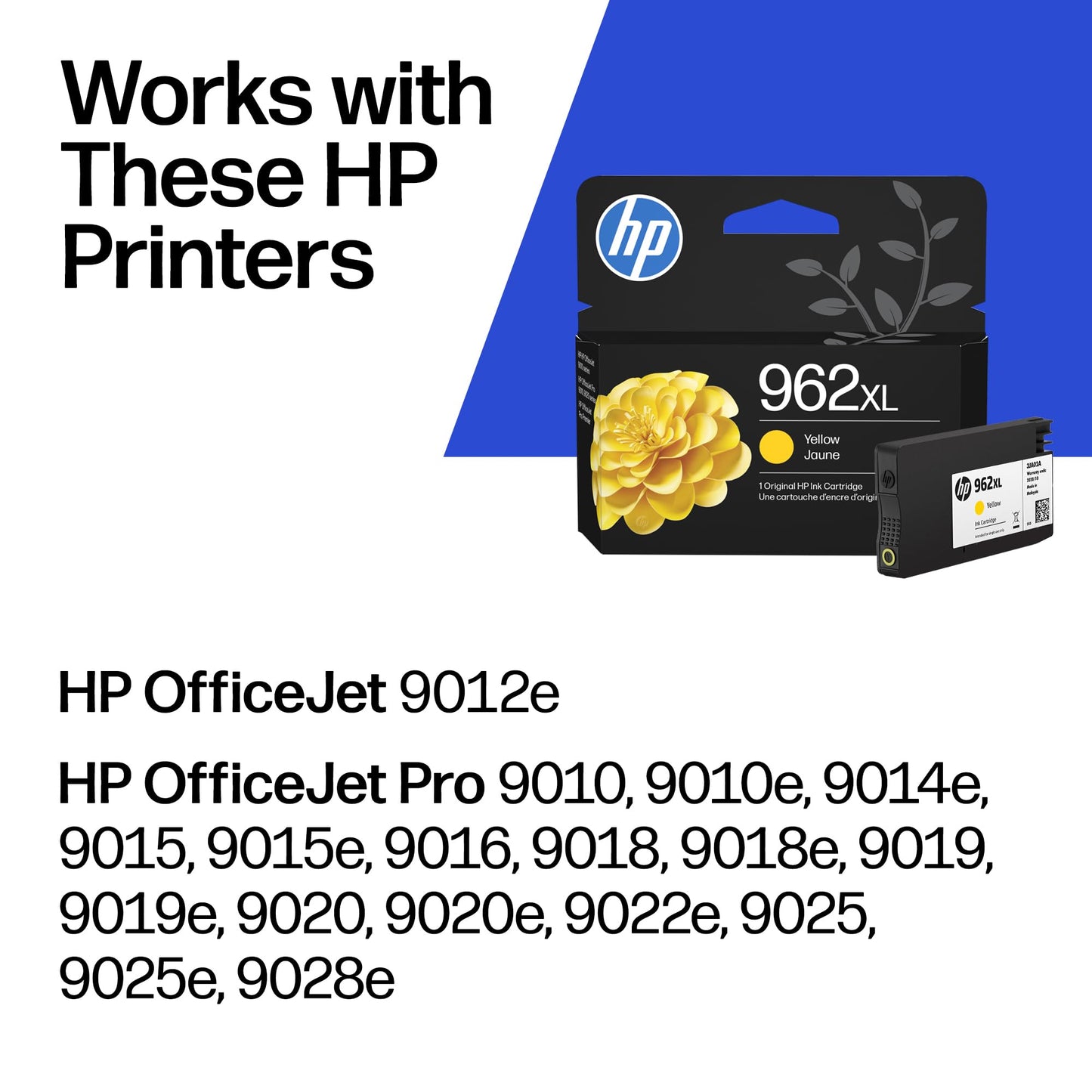 HP 962XL Yellow High-Yield Ink Cartridge | Works with OfficeJet 9010, Pro 9010, 9020 | Eligible for Instant Ink | 3JA02AN