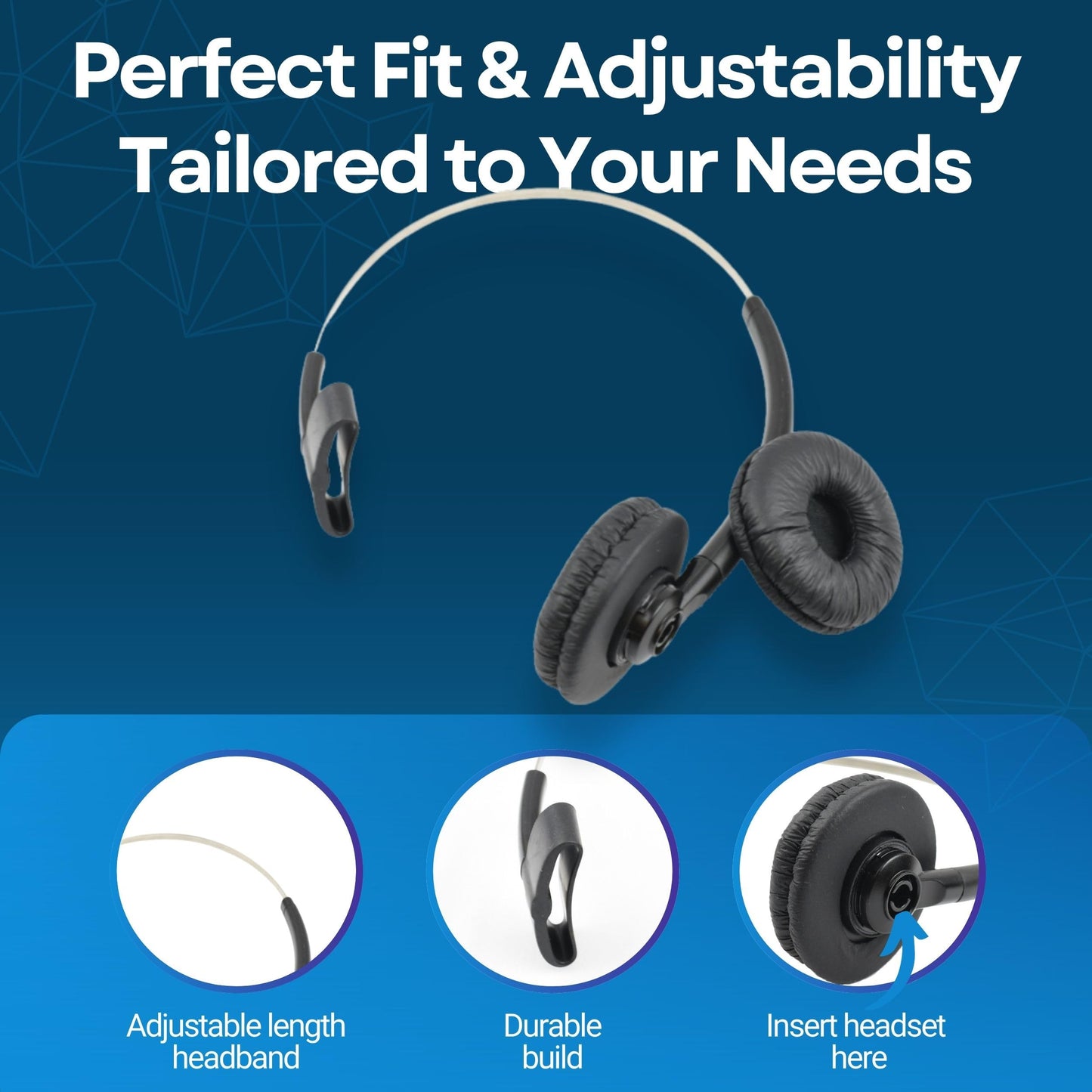 for Plantronics Standard Headband 84605 + Extra Cushion Replacement Over-The-Head Headset for Savi CS540 W740 W745 W440 W740-M C054 CS540XD 8240 8245