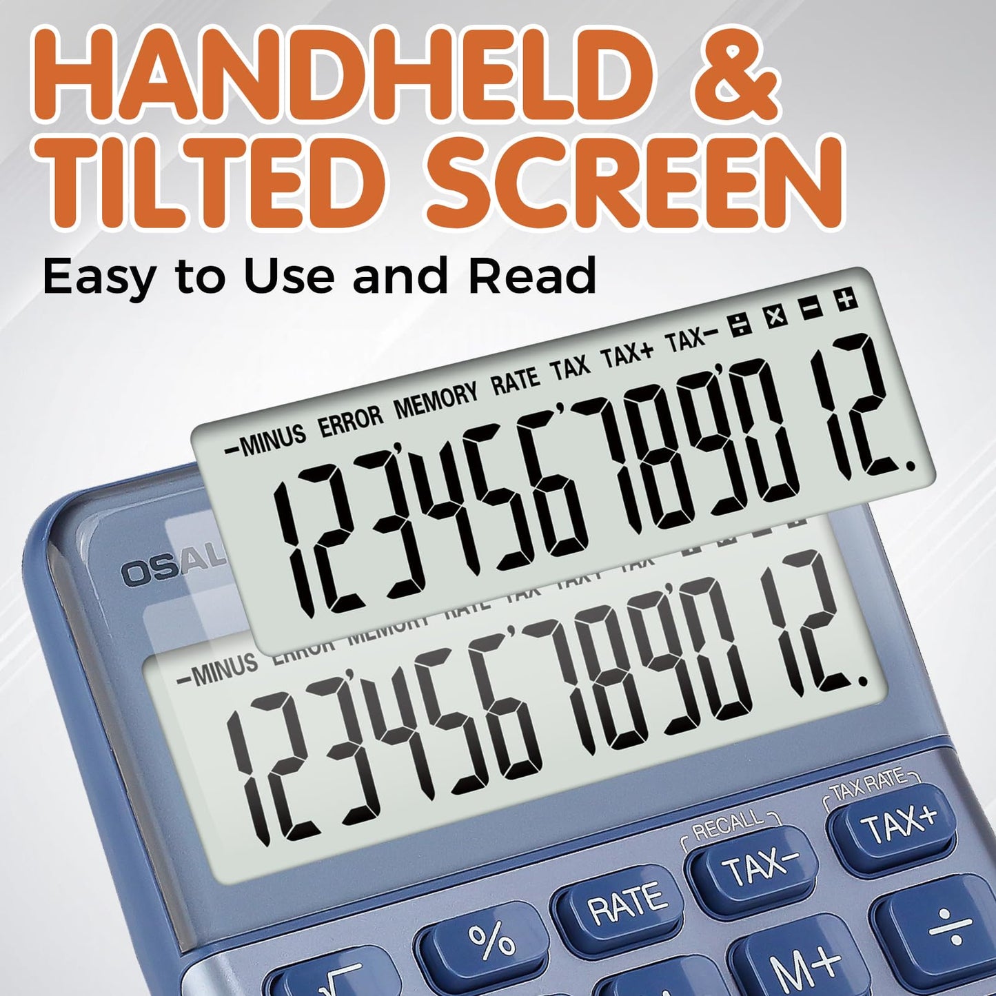 Pendancy Office Small Calculator Desktop with Tax+/- for Tax Calculation, 12 Digit Large LCD Display, Solar Battery Power, Durable Portable Design