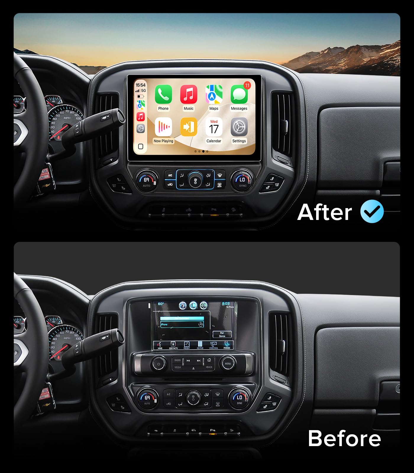 11.5''Car Radio for Chevy Silverado Radio GMC Sierra Stereo 2014-2018 with Wireless CarPlay & Android Auto/Android 13 /5G WiFi/TouchScreen/FM/AM/4GB