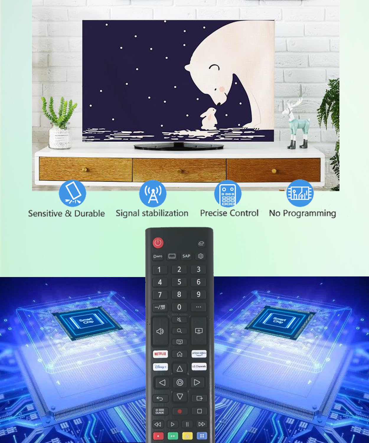 JISOWA Remote Control Universal for LG 32LM577BPUA 43UT7590PUA 50UT7570PUB 55UT7570PUB 55UQ7570PUJ 65UP7000PUA 65UT7570PUB 70UQ7070ZUD 75UT7590PUA