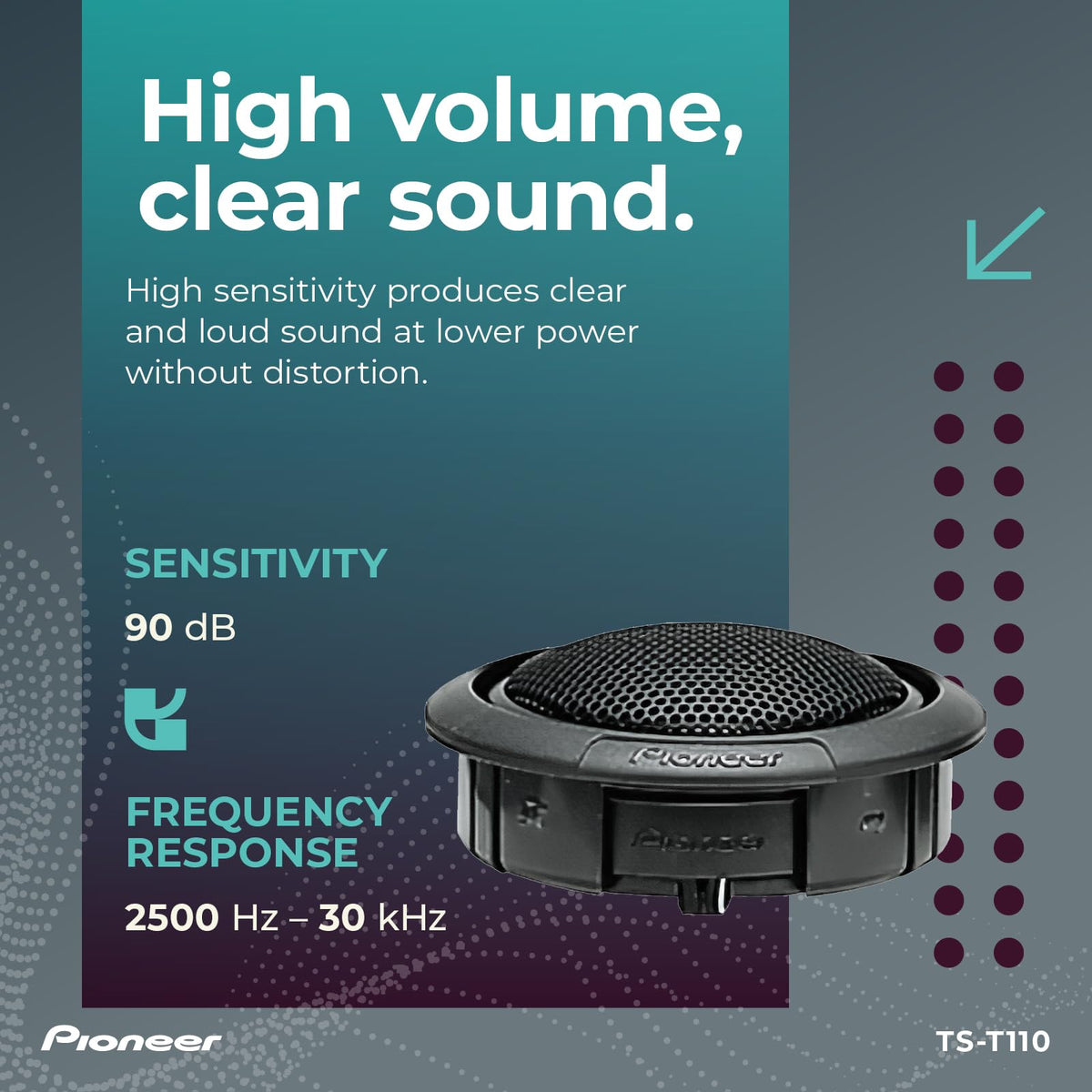 PIONEER TS-T110 7/8" Hard Dome Component Tweeters 120W Max