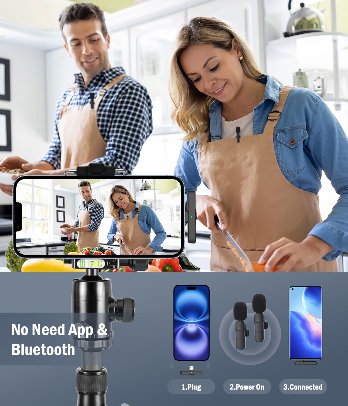 wedaniya Wireless Lavalier Mic with Case? Mini Microphone for Anchor Trainer iPhone Android Camera Complete 2 in 1 Kit Ready to Use Noise Cancelling