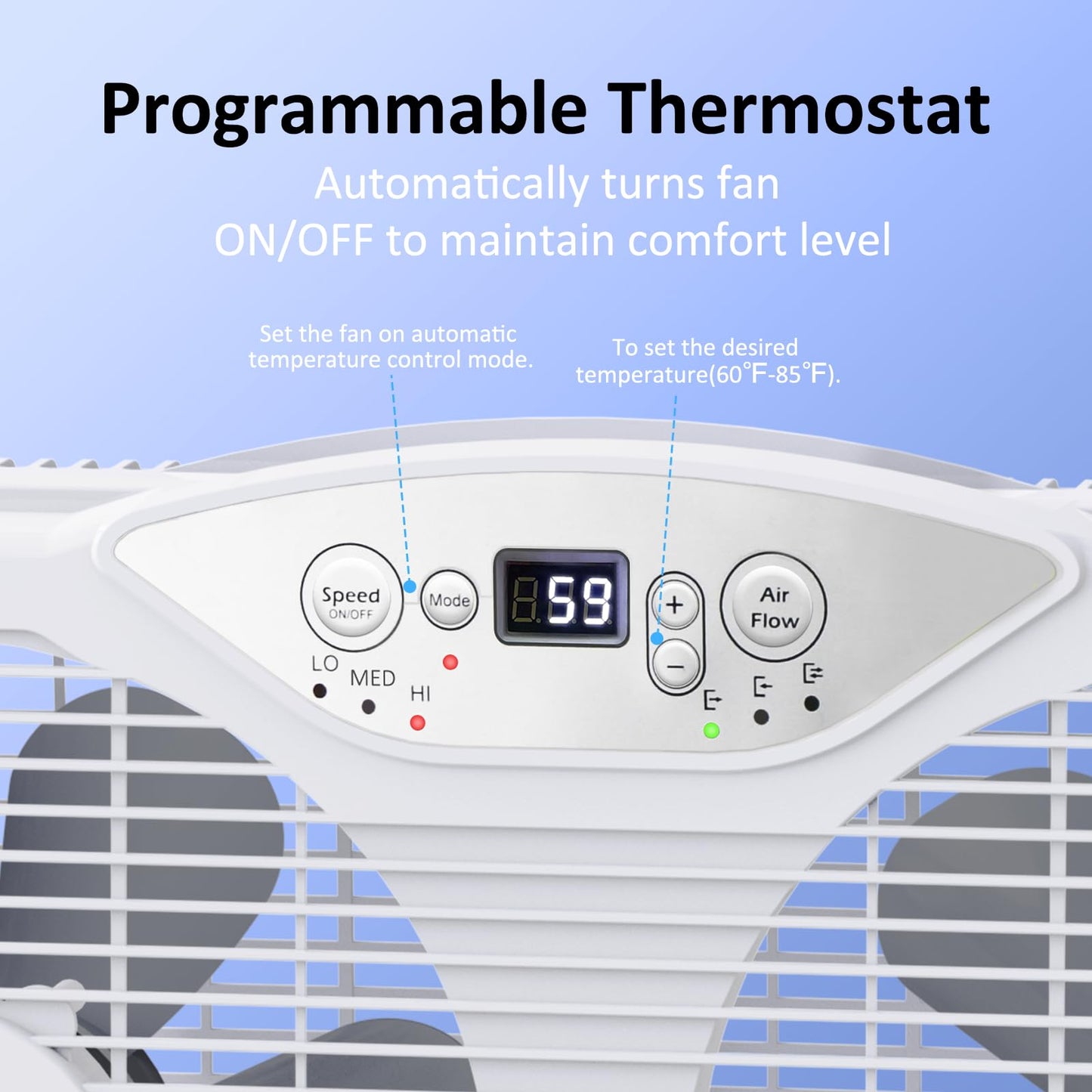 shinic Twin Window Fan, 9-Inch Blades Reversible Airflow, Thermostat Control, 3 Speeds, 3 Functions, 23.8"-37" Expandable Width, Window Exchaust Fans