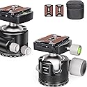 INNOREL 44mm Low Profile Camera Tripod Ball Head, CNC Metal Heavy Duty 360 Panoramic Tripod Head Compatible with Two Arca 1/4" Quick Release Plates