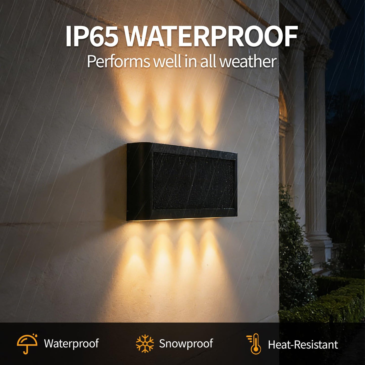 Sorapwod Solar Wall Lights Outdoor 2 Pack, Up and Down Solar Wall Sconce, 3000K Warm White Dusk to Dawn, IP65 Waterproof Exterior Mounted Lights, Up