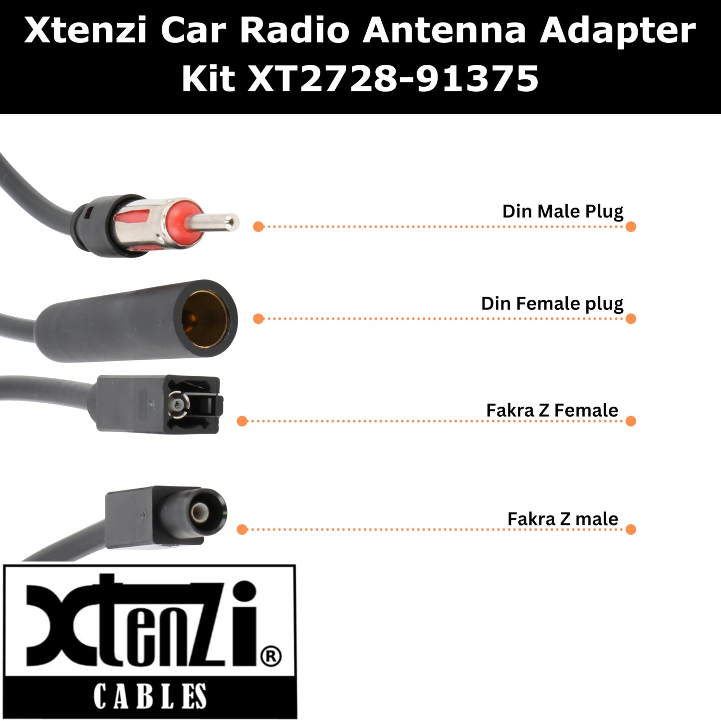 Xtenzi Car Radio Antenna Adapter Kit XT2728 Compatible with BMW, Chevrolet, Chrysler, Mercedes 2000-Up