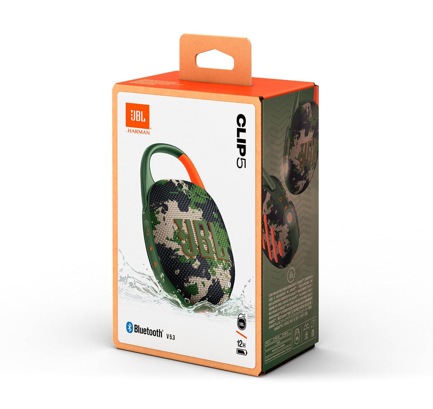 JBL Clip 5 Bluetooth Speaker and divvi! Protective Case - Camo
