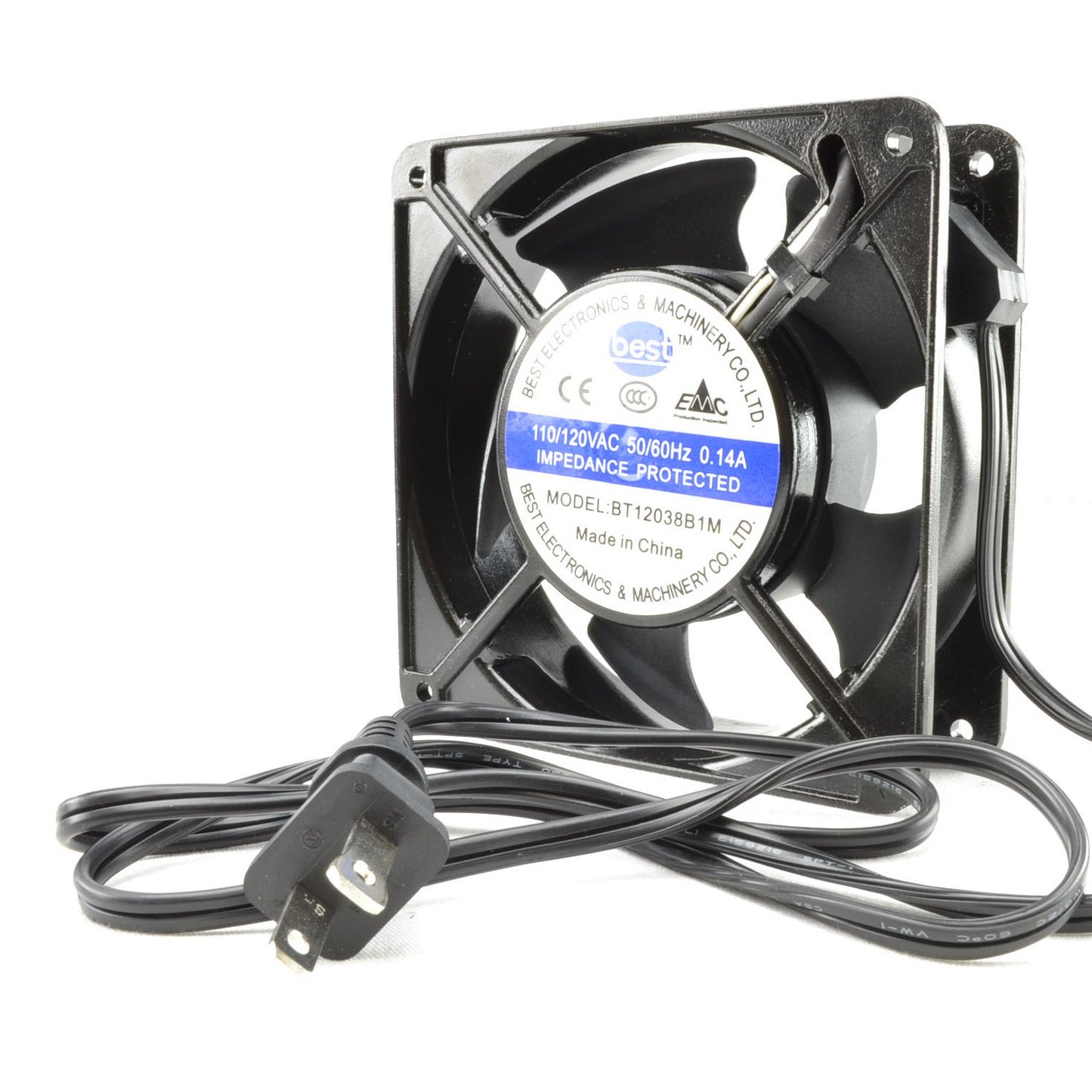 Best Electronics 120x120x38mm AC Fan with Thermal Switch BT12038B1M & 36" power cord