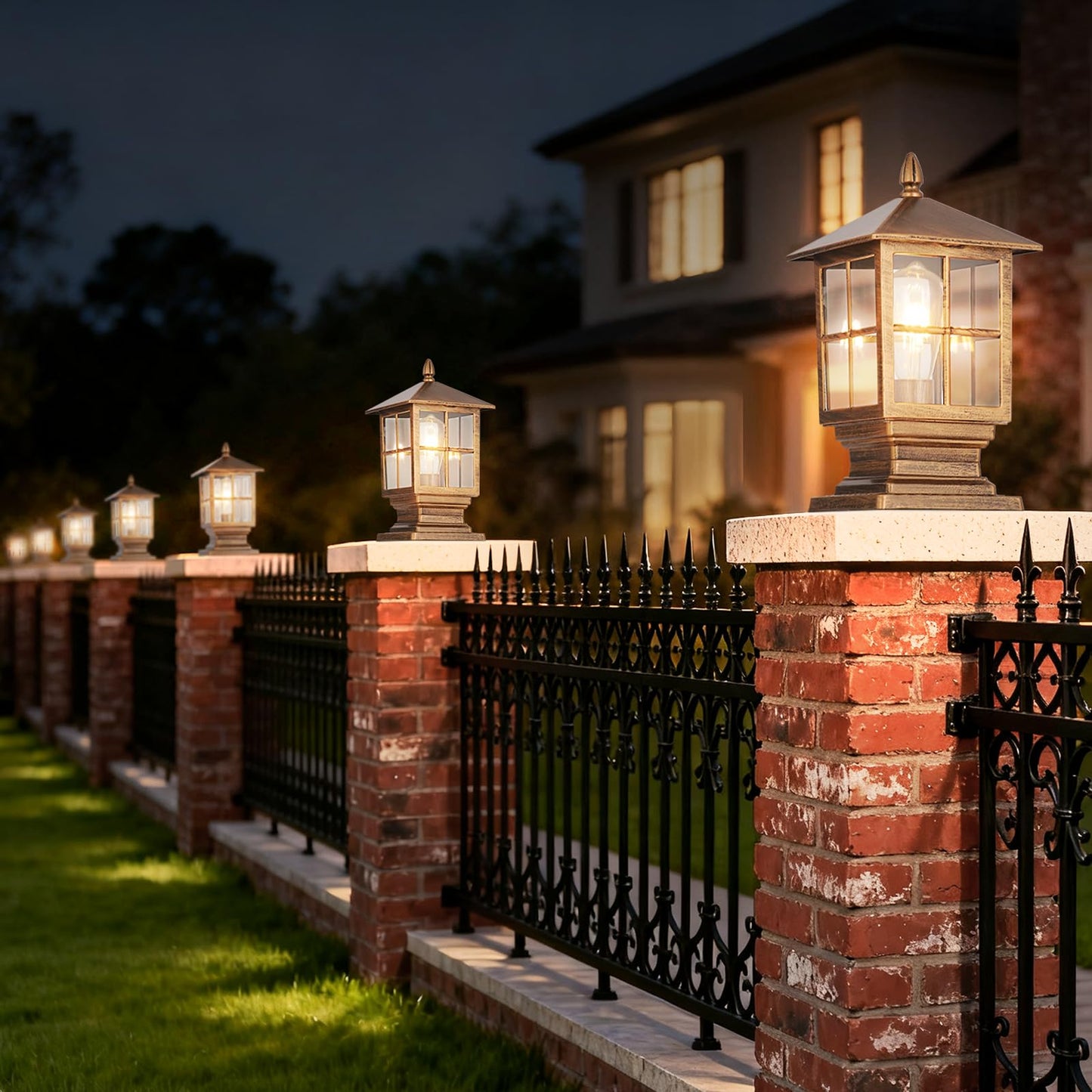 SLAWA Modern Exterior Pillar Lights - Outdoor Garden Patio Post Lights with Glass Lampshade