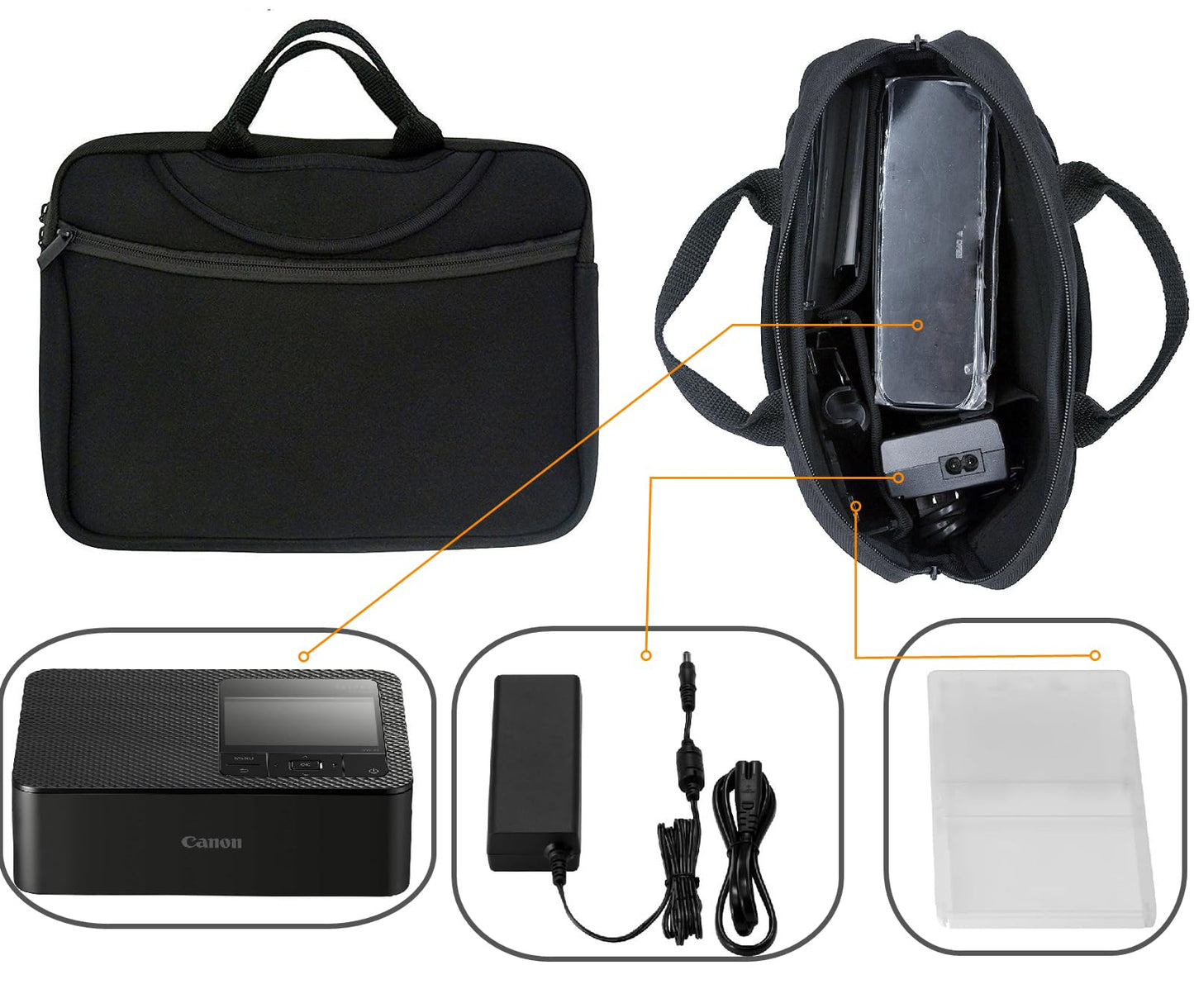 Compact Photo Printer Case,Portable Soft Bag Carrying Travel Case Compatible with Canon SELPHY CP1500/CP1300 /CP1200 Compact Photo Printer