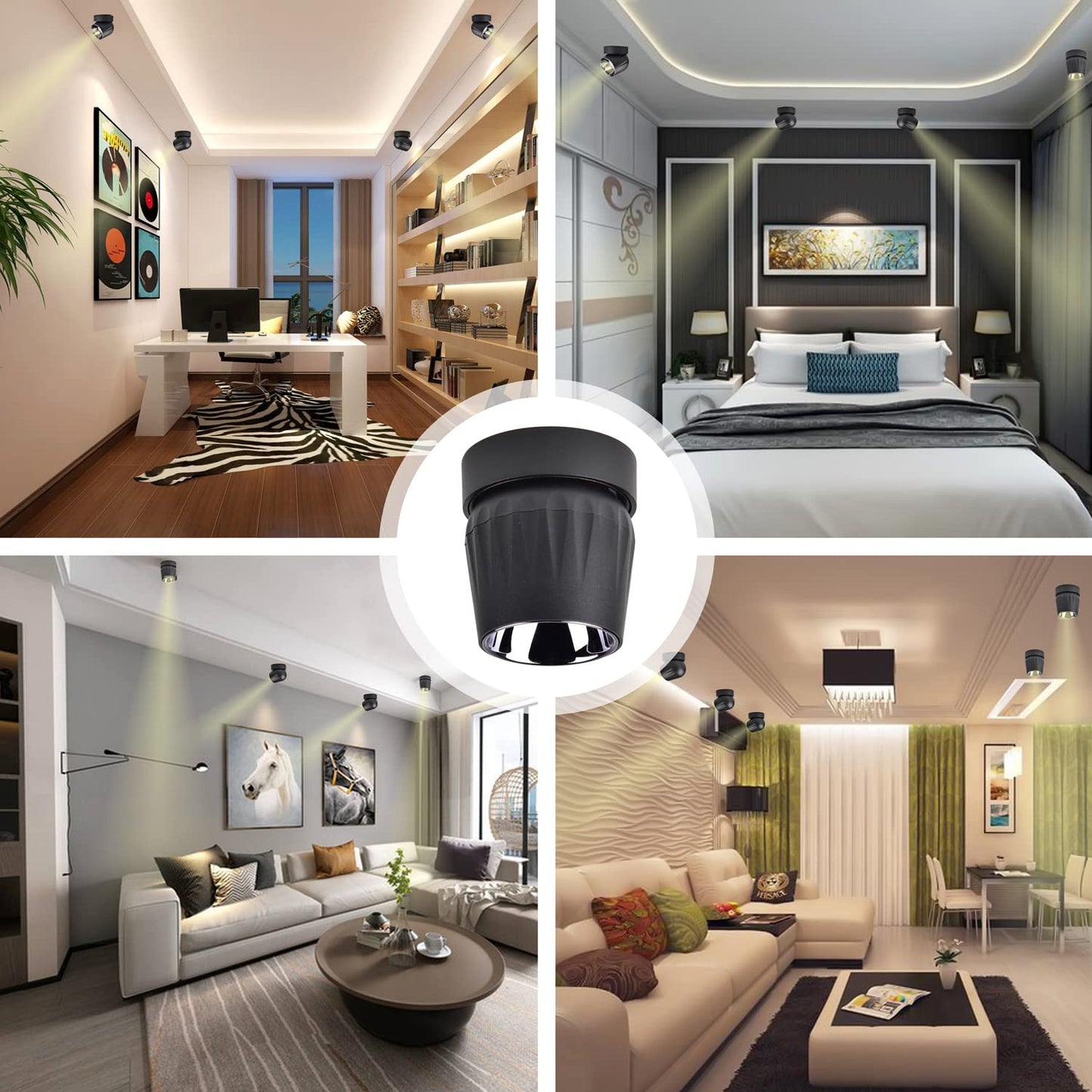 Vrnzau LED Ceiling Spotlight 12W - Directional Spot Light 360° Rotate / 3000K / Warm White/Wall Lamp Ceiling Spotlight for Hallway Gallery Display
