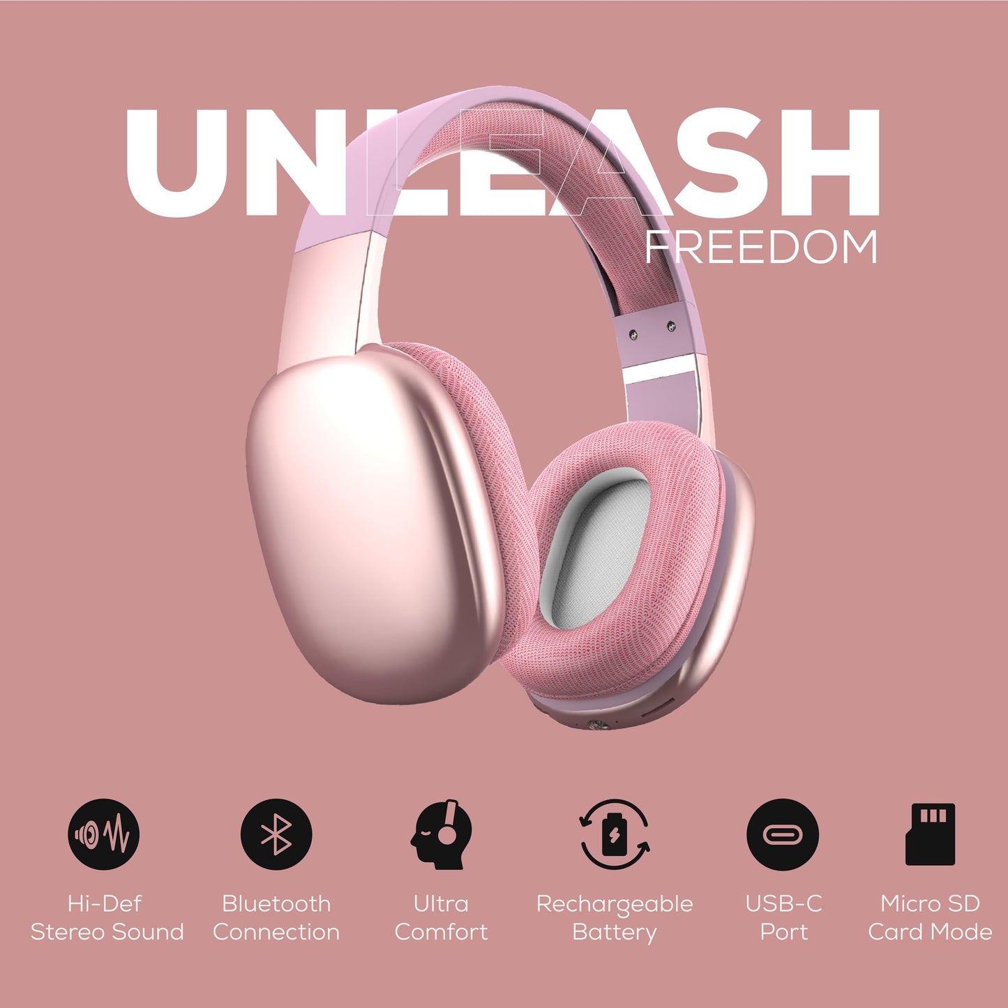 Gabba Goods Wireless Over Ear Bluetooth Headphones with Microphone - Wireless Headset -Noise Reduction - Bluetooth, Wired,Built in Micro SD…