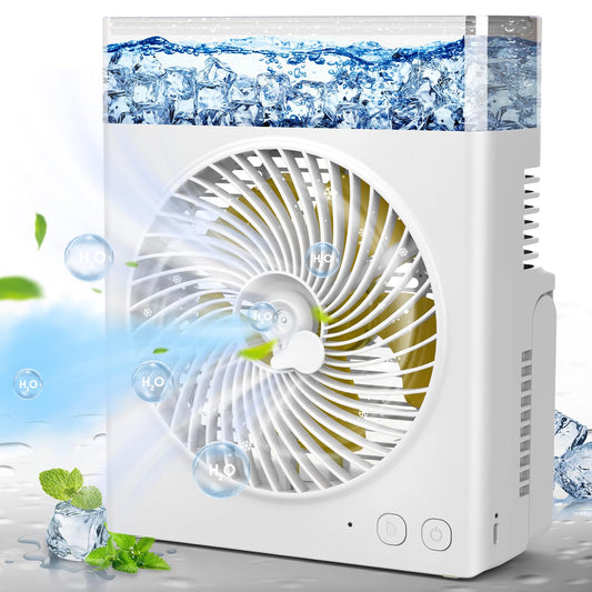 Ausic Misting Fan Portable, Rechargeable Water Cooling Fan with Water Tank, Portable Desk Misting Fans for Outside, Perfect Quite Mist Water Spray
