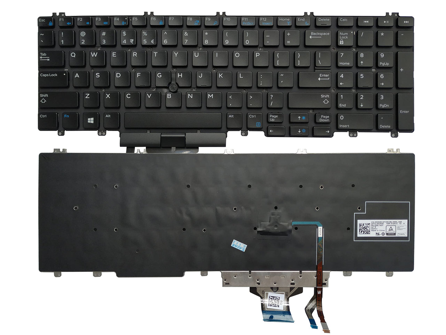 Laptop Replacement Keyboard Compatible for Dell Precision 7530 7540 7730 7740 with Poniter Stick (No Backlit) 00DK60 PK1326J1A01 0266YW US Layout