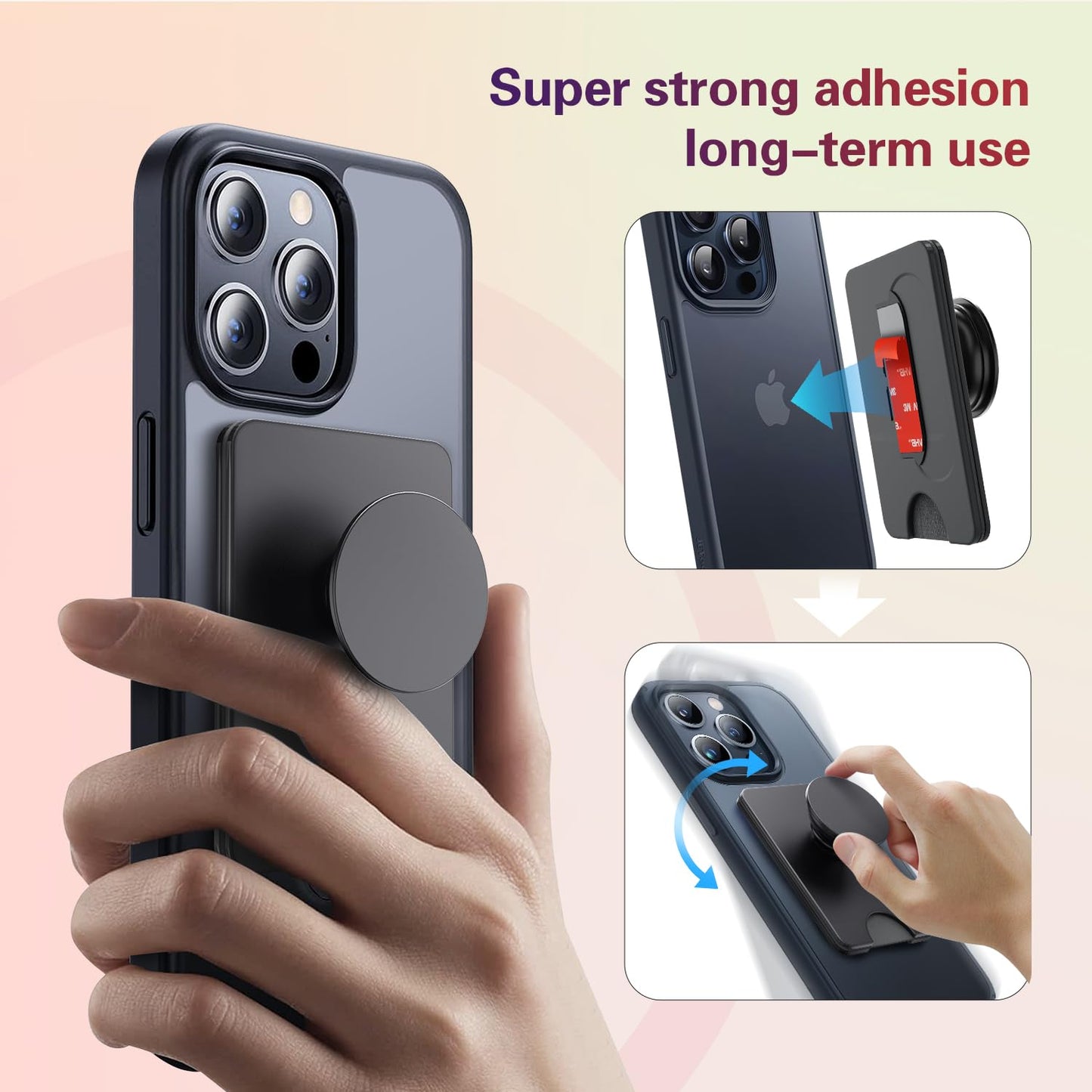 volport 3PCS Adhesive Base for Pops Wallet+, Detachable Sticky Plastic Part Strips Replacement for Socket Wallet Plus & Wallet Case Back with Extra