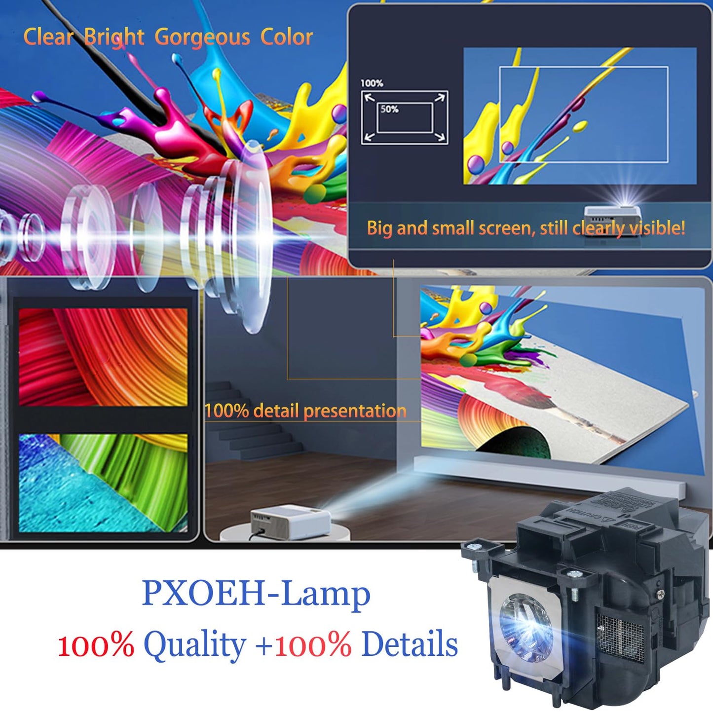 PXOEH Original ELP87 Replacement Projector Lamp Bulb for Epson BrightLink 536Wi PowerLite 520 525W 530 535W 955W 965 97 98 99W X27 PowerLite Home