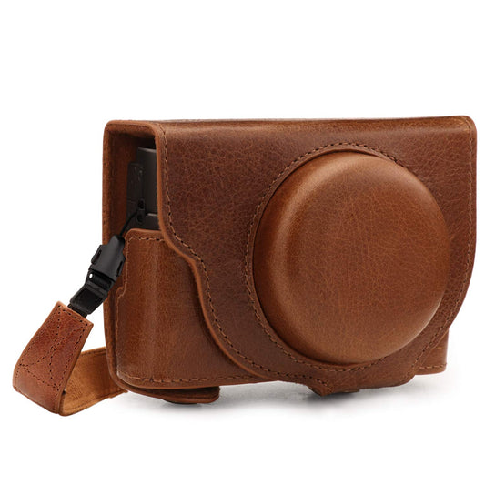 MegaGear MG1728 Ever Ready Genuine Leather Camera Case compatible with Sony Cyber-shot DSC-RX100 VII - Brown