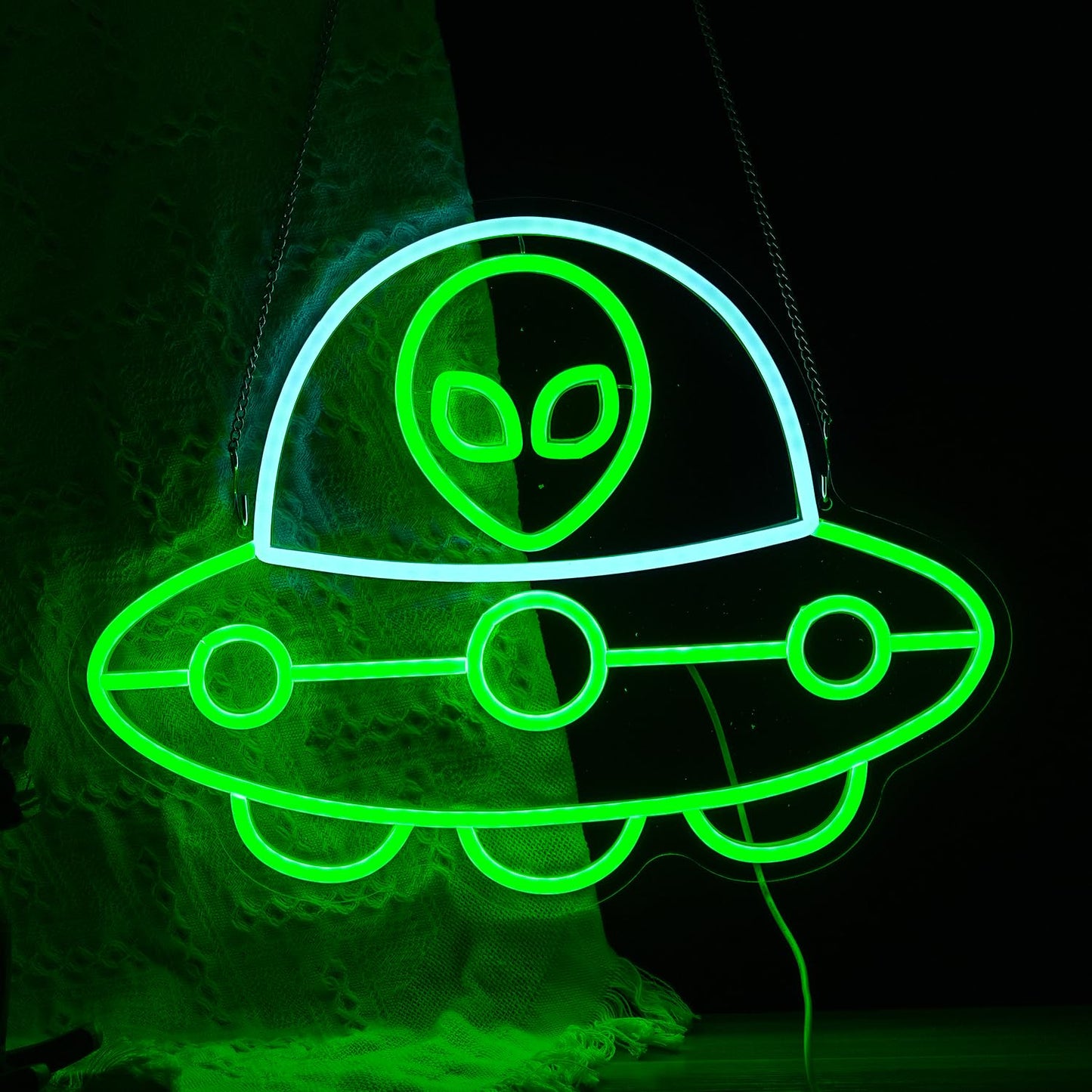 Alien Ship Neon Sign, Usb Powered Light Dimmable Led Signs For Wall Decor Light Up Signs For Bedroom Man Cave Game Room Bar Beer Pub Hip Hop Paryt