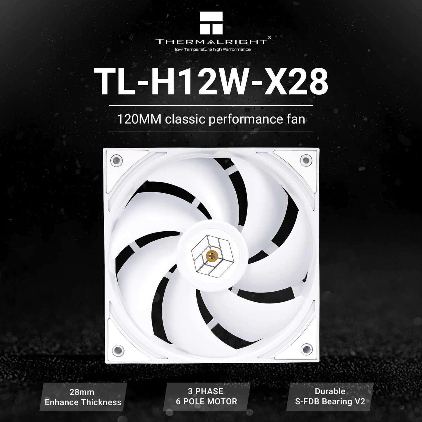 Thermalright TL-H12W-X28 Thin Computer Case Fan-2150RPM,Quiet CPU Fan,28mm Thickness Cooling Fan,Desktop CPU Cooler Fan,Compatible with Heatsink