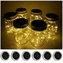 Decorman Solar Mason Jar Lid Lights, 6 Pack 10 LED Waterproof String Fairy Star Firefly Jar Lids Lights for Patio Garden Yard Lawn Party Wedding