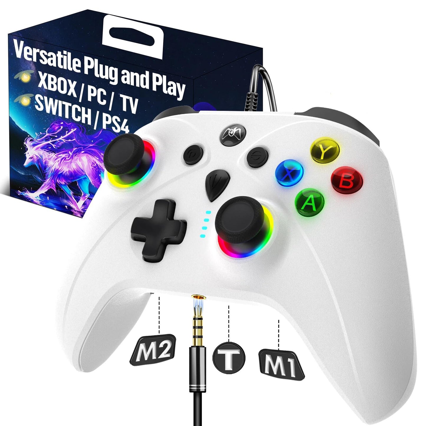 UGAME Wired Xbox Controller for X Box Series X S One PC PS4 Switch, Gaming Control Controllers with 1000Hz Polling Rate No Drift Stick, Custom Paddles