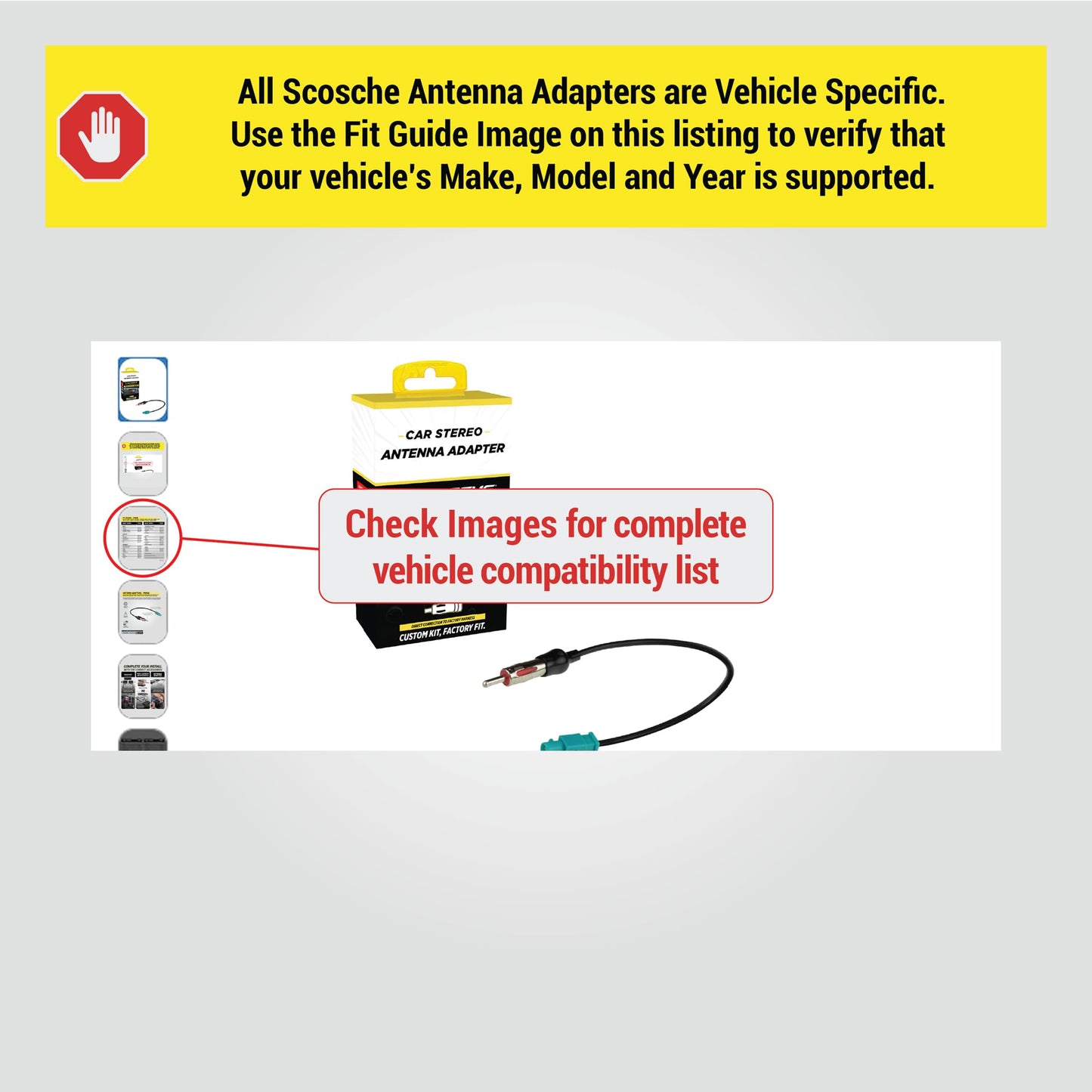 Scosche VWA3B Antenna Adapter for Aftermarket Car Stereo Compatible with Select 2001-19 Domestic and European Vehicles - Radio Antenna Adapter - See