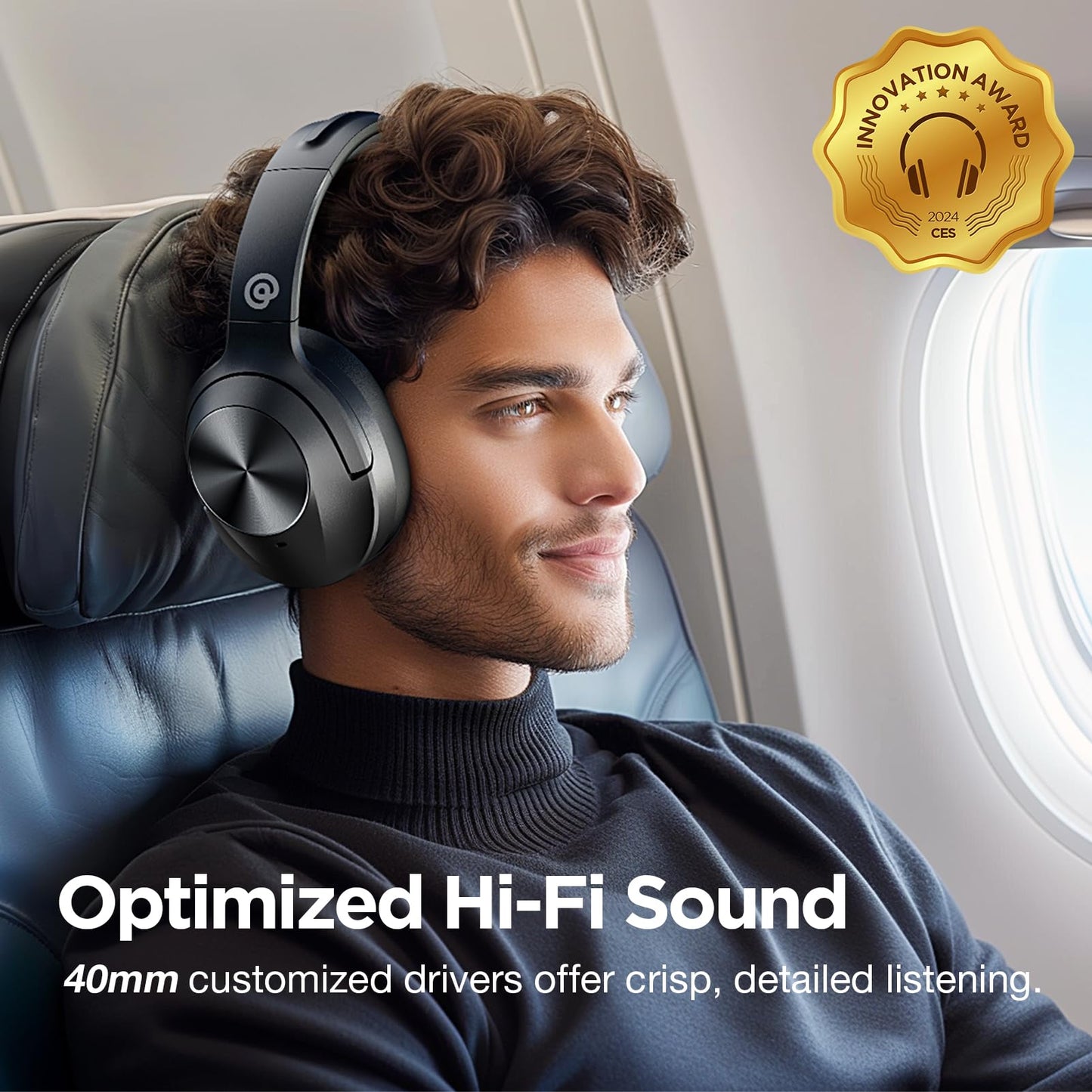 Upgrade Pro‑level Hybrid Active Noise Cancelling Headphones with HD Sound, Wireless Bluetooth Headphones Over The Ear Unequaled Comfort, Vivid Deep…