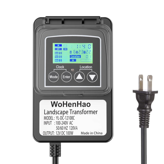 Wohenhao 100W Low Voltage Lighting Transformer for 12V DC Output Low Voltage Landscape Lights, 100-240V AC to 12V DC Output Landscape Lights
