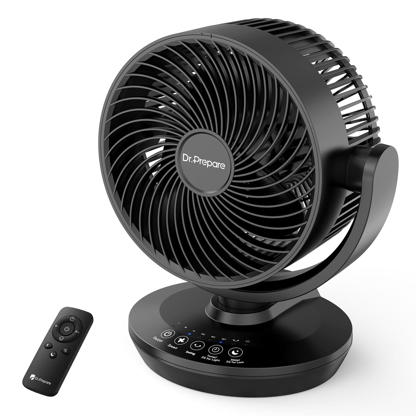 DR.PREPARE Oscillating Air Circulator Fan for Bedroom with Remote, 900 CFM, 11.8" Powerful Table Fan, 70° Oscillation, 100° Tilt, 3 Speeds, Efficient
